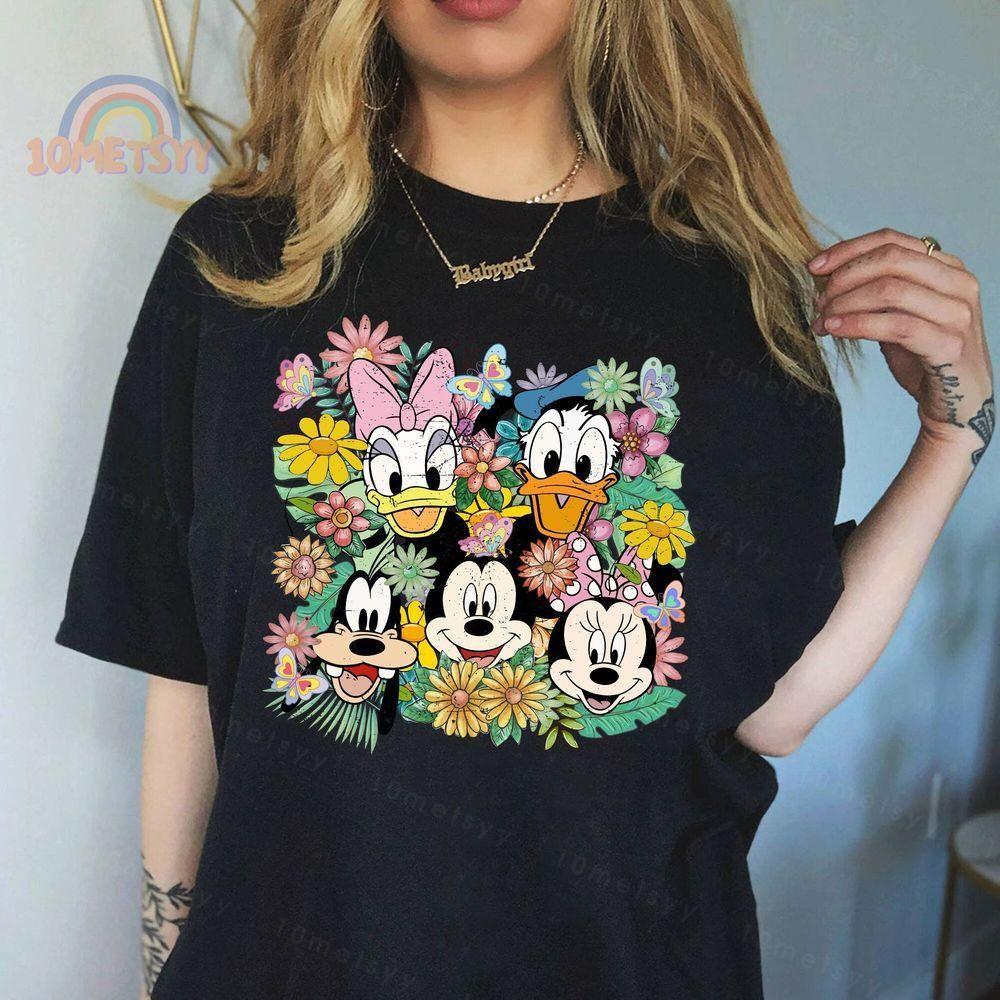 Vintage Disney Floral Mickey And Friends Vuitino Shirt Vintage Disney Floral Mickey And Friends Vuitino Shirt